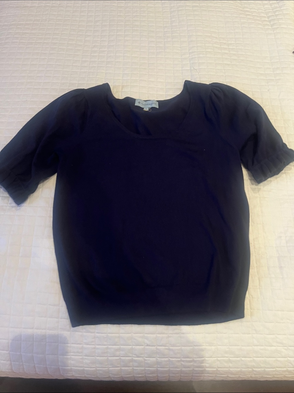 Tuckernuck Navy Short-Sleeve Scoop Neck Top